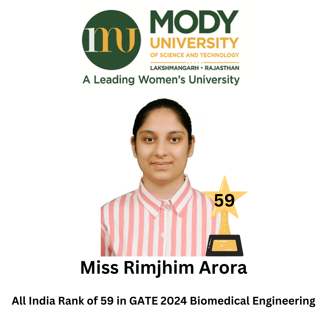 Miss Rimjhim Arora Secures AIR 59 in GATE 2024 BME